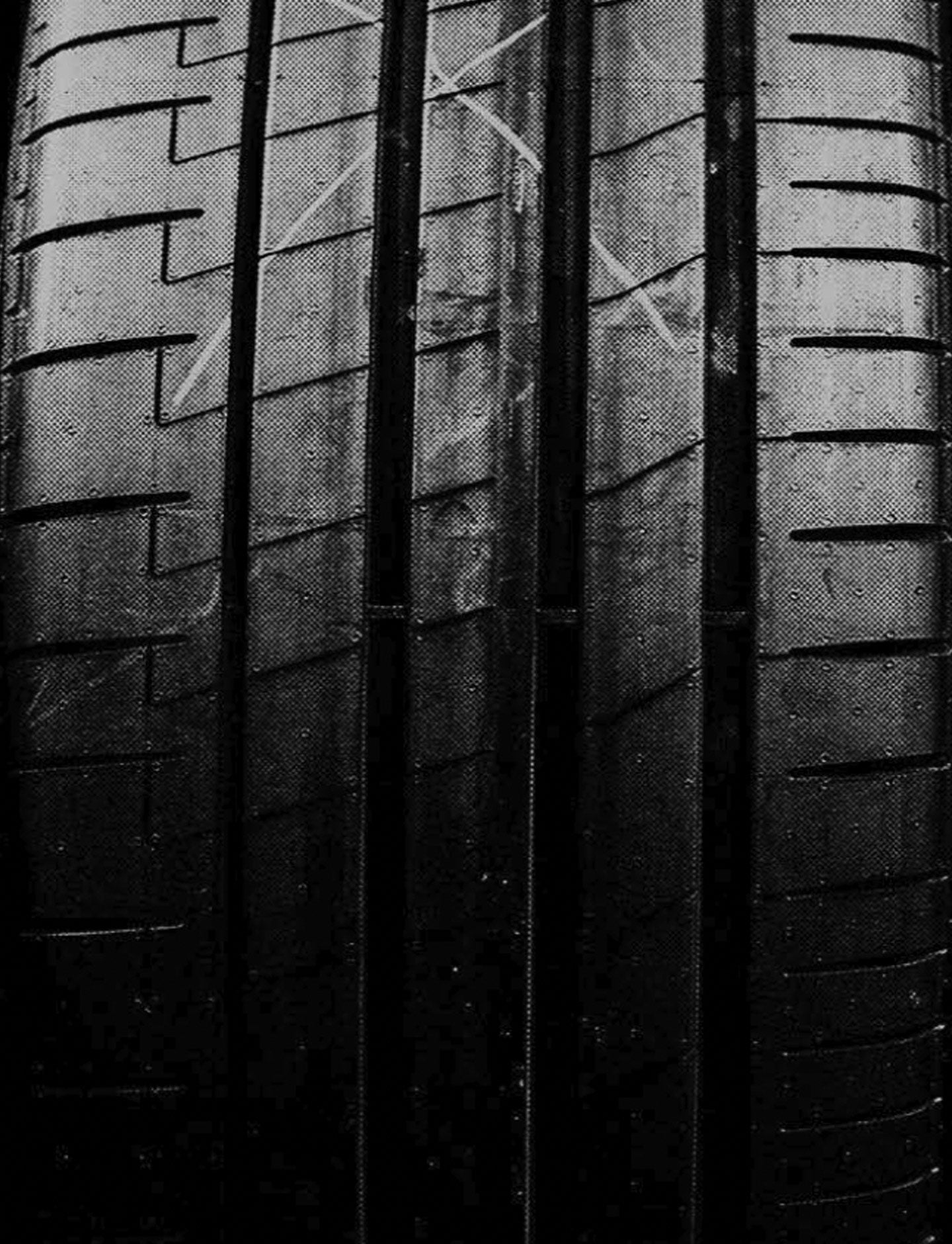 Close-up of a tire with tread pattern