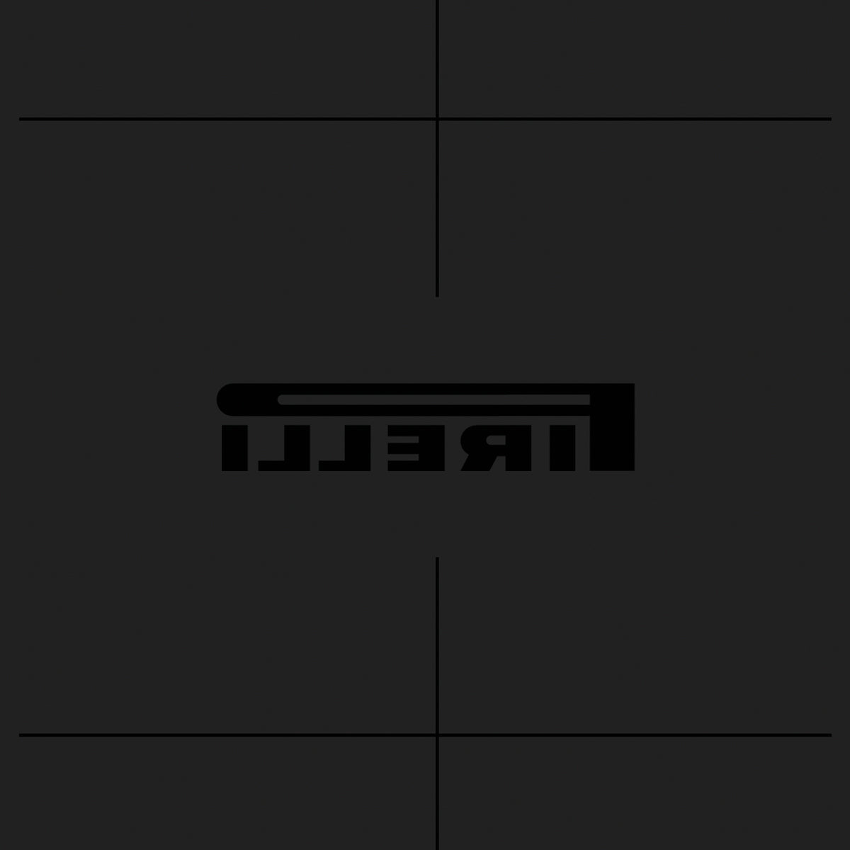 backwards Pirelli logo on dark grey background
