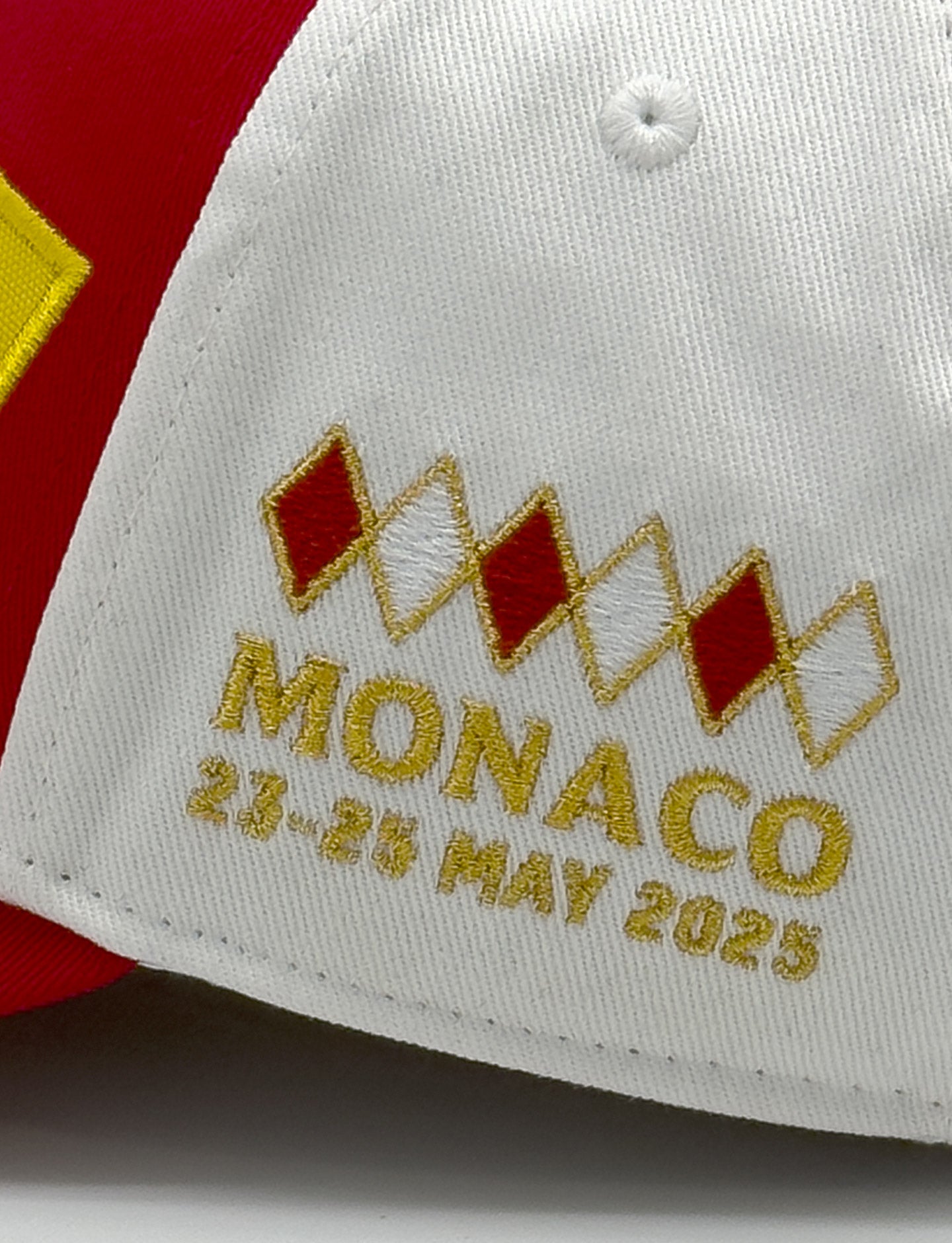 Monaco embroidery on red & white Pirelli Podium Cap