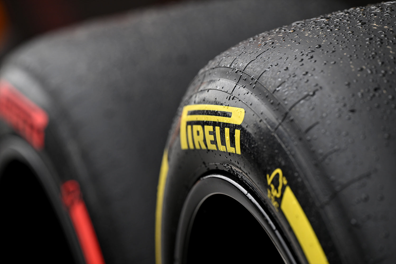 closeup of Pirelli race tires