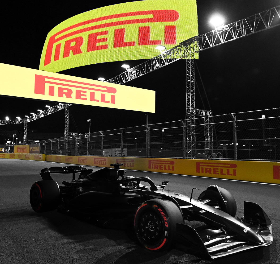 Pirelli banners at racetrack