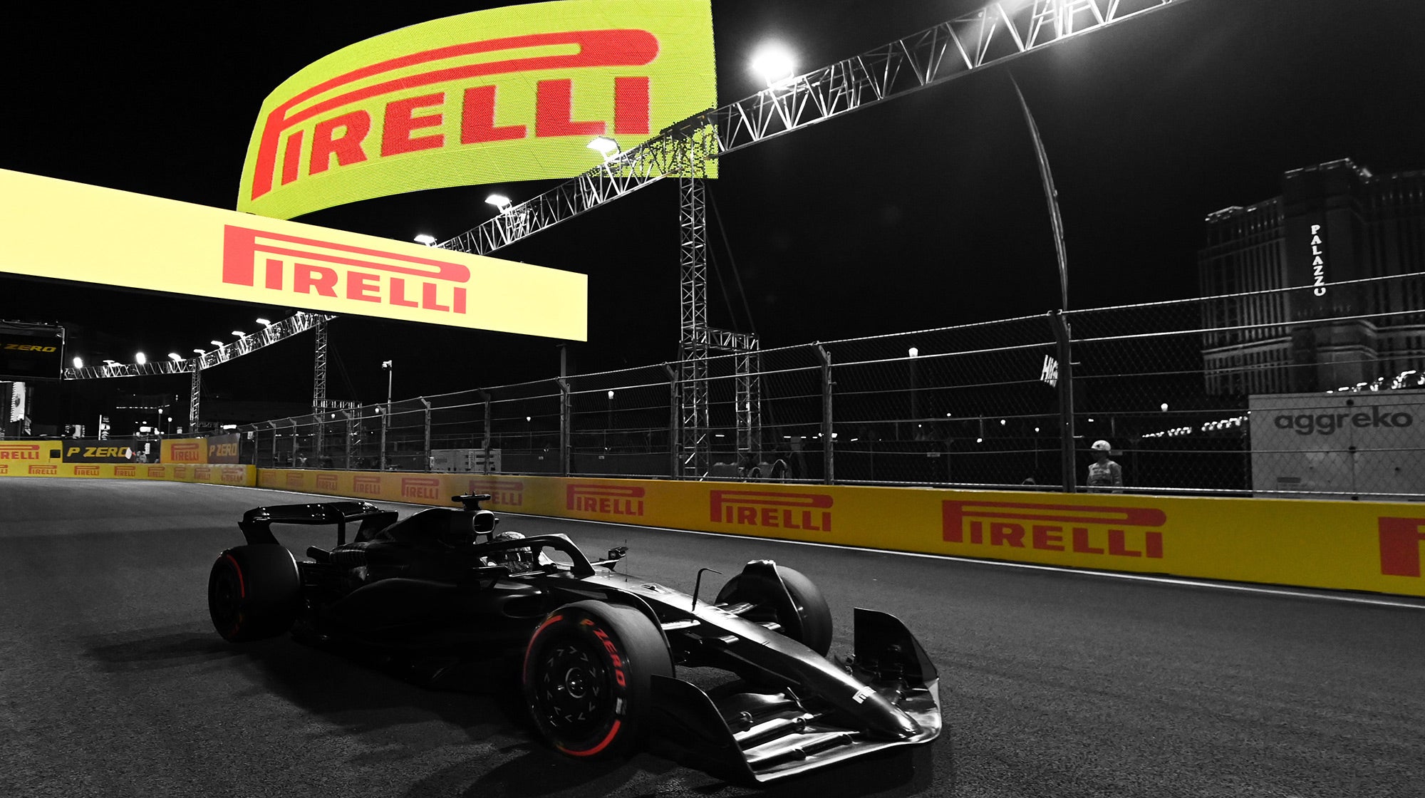 Pirelli banners at racetrack