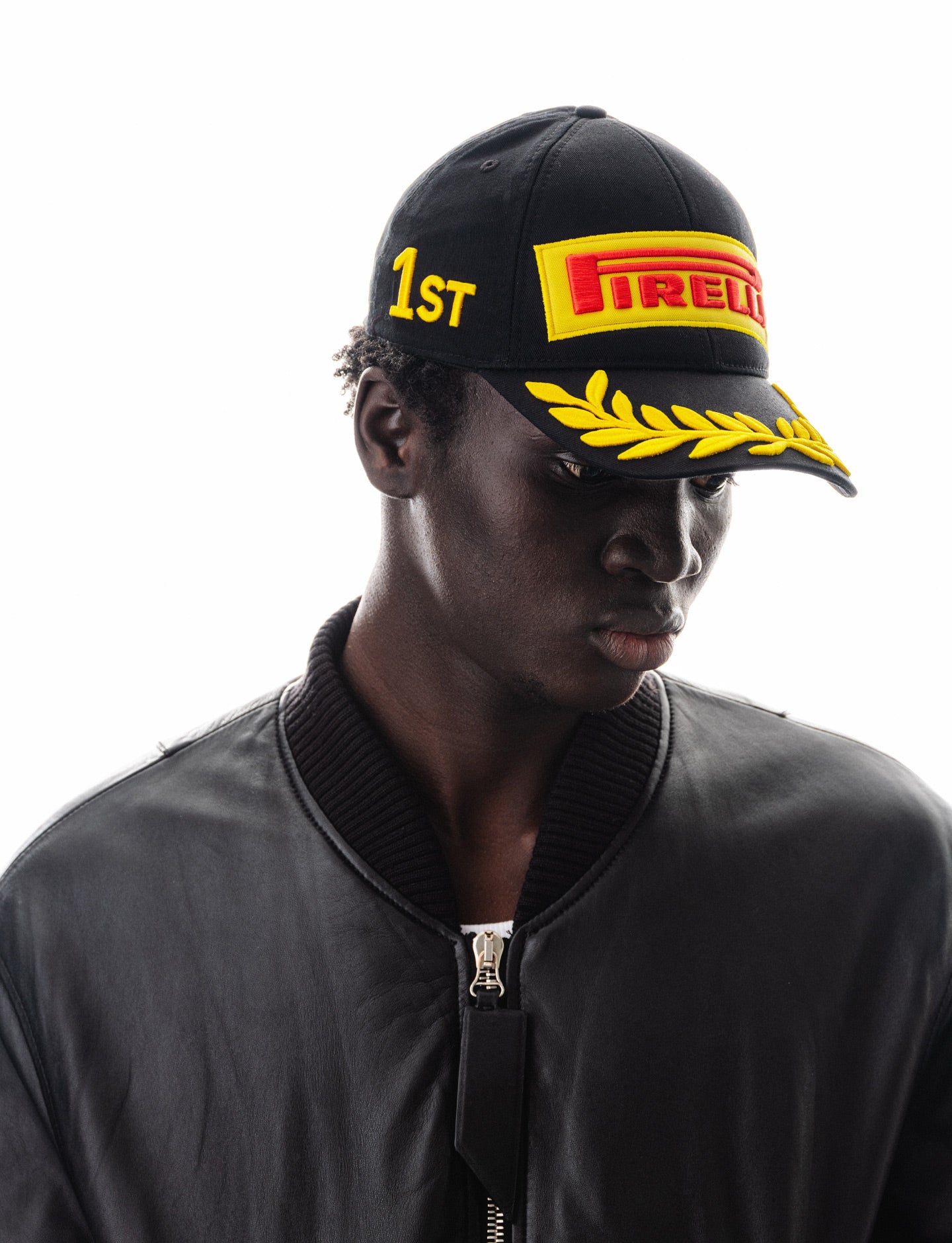 Person wearing F1® Pirelli Podium Cap