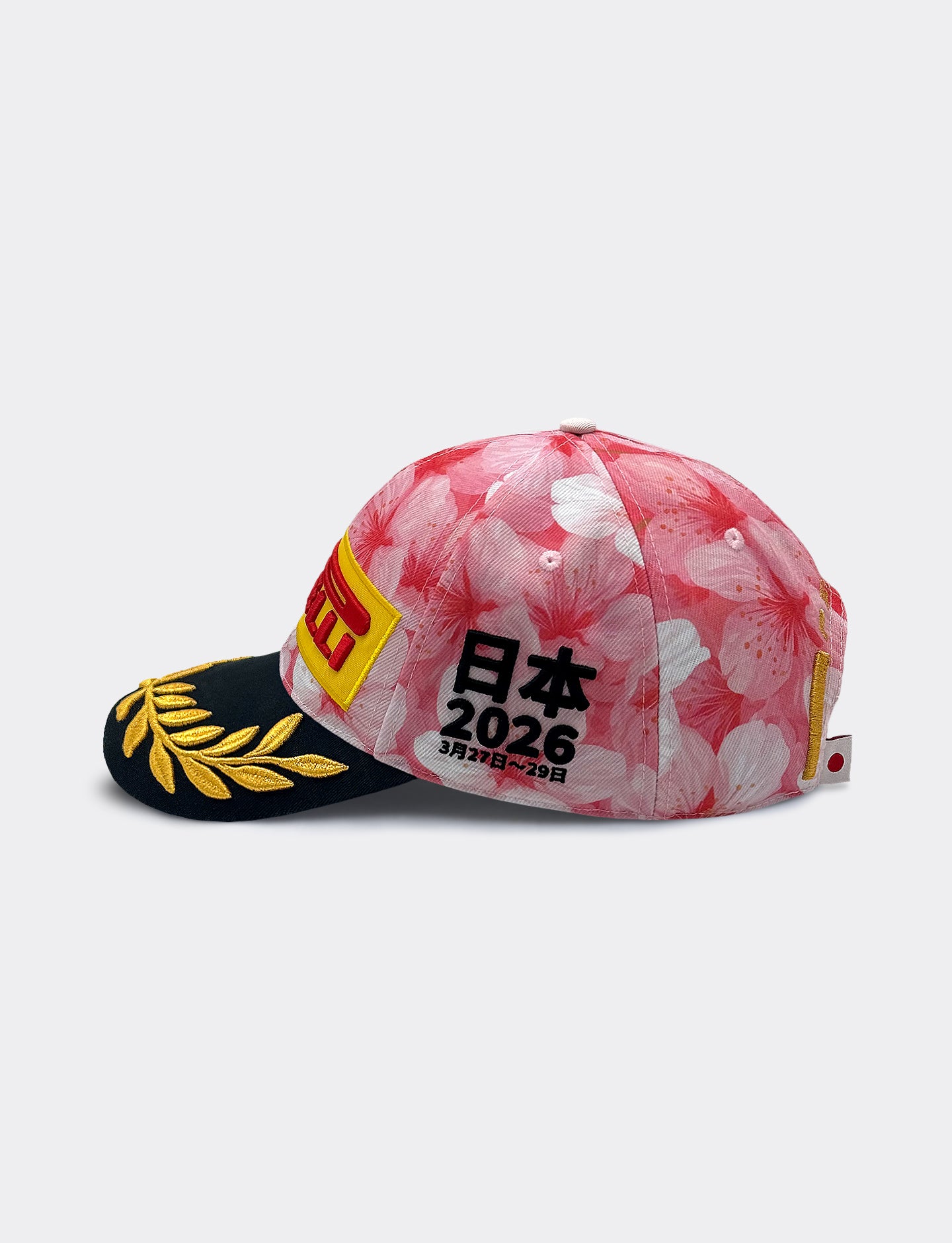 Pirelli Podium Cap with pink floral design on a light gray background