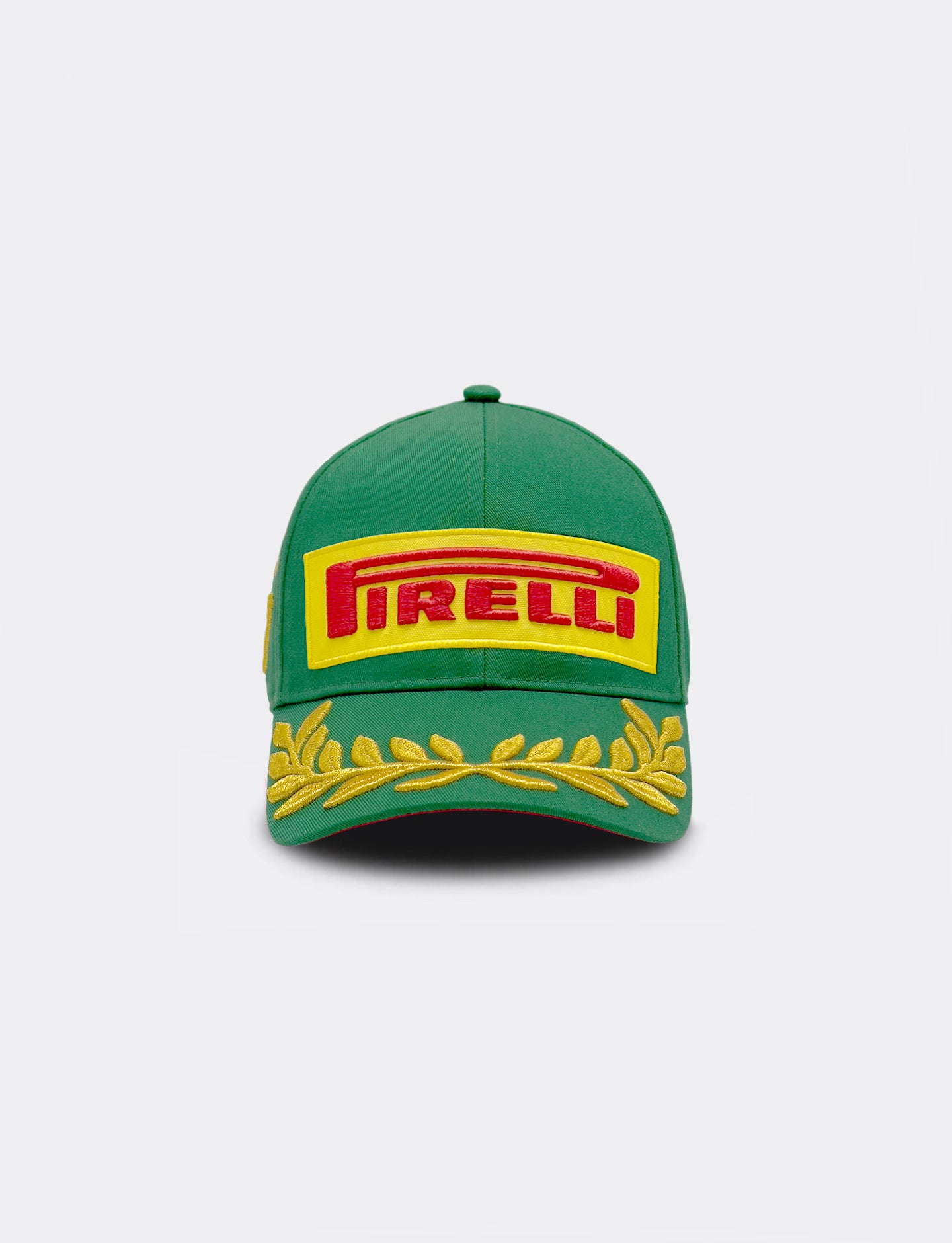 Green cap with Pirelli logo on a white background