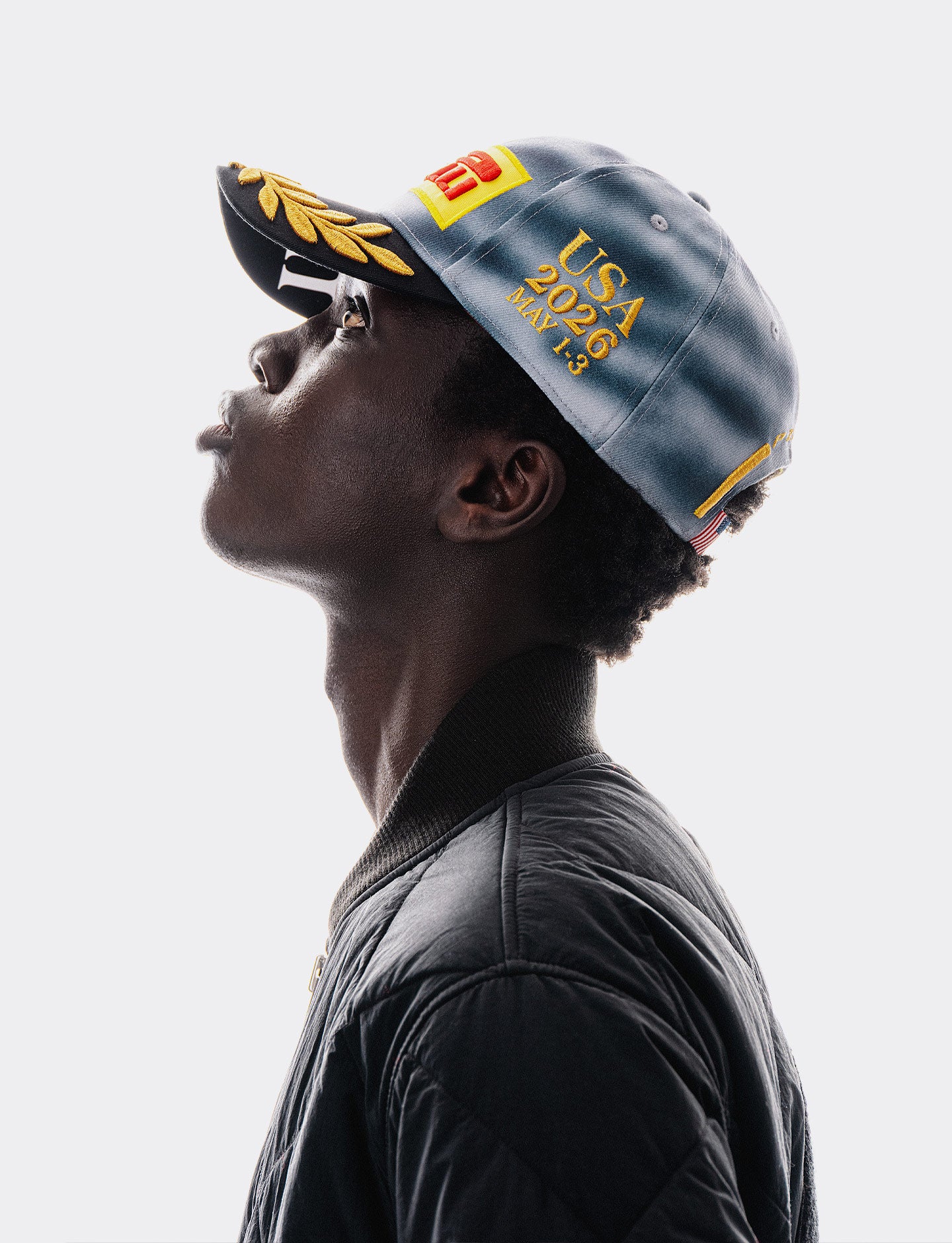 Person wearing the official Miami F1® 2026 Pirelli Podium Cap