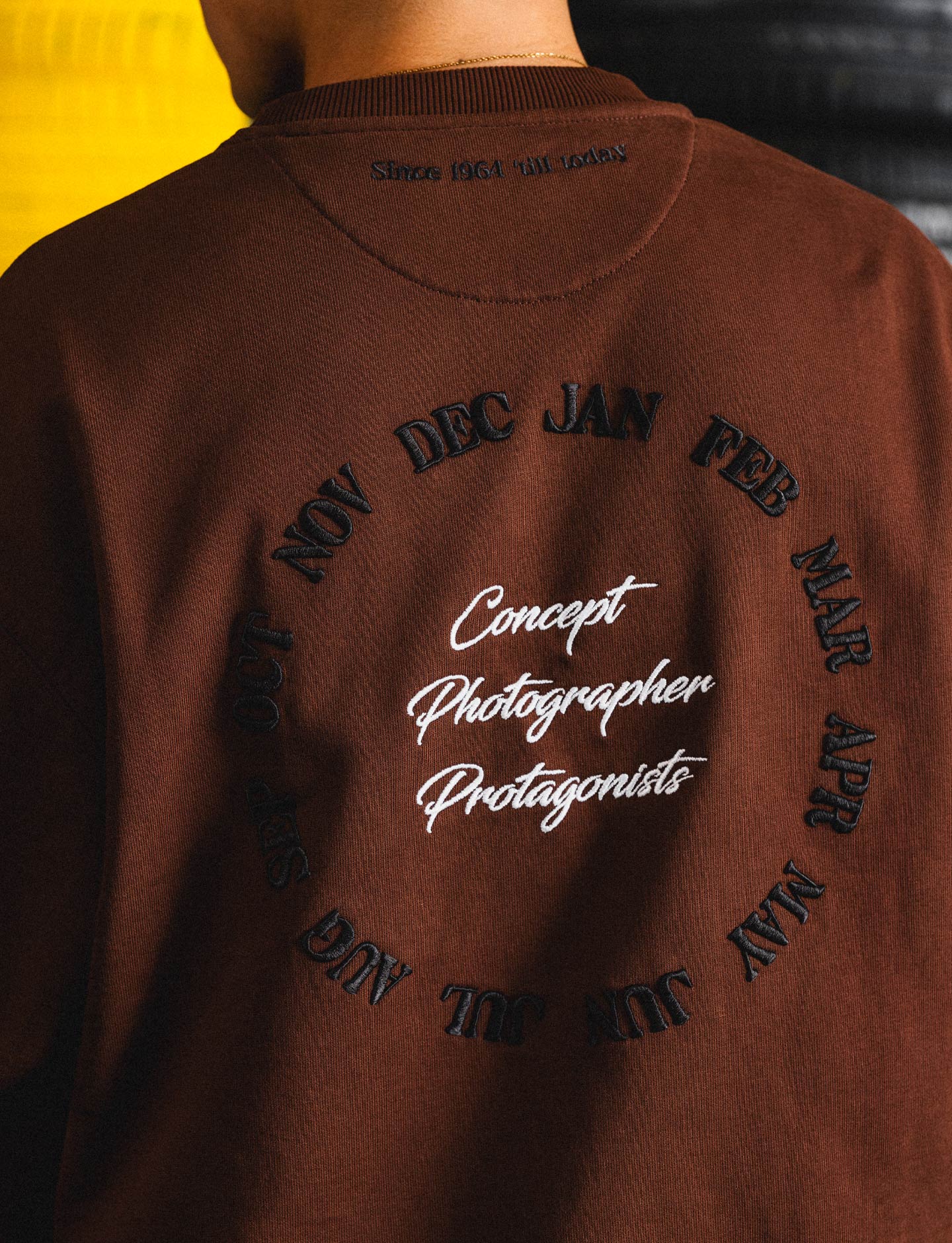 Brown Pirelli sweatshirt with text on the back