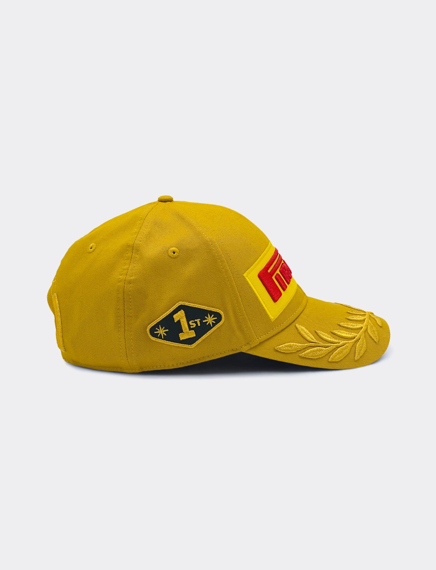 Gold Vegas Pirelli podium cap on white background