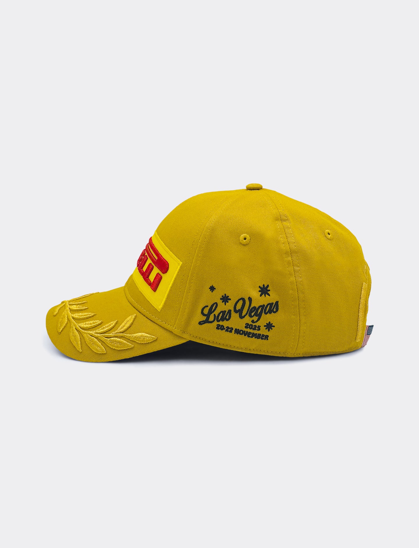 Yellow cap with 'Las Vegas' text and red logo on a white background