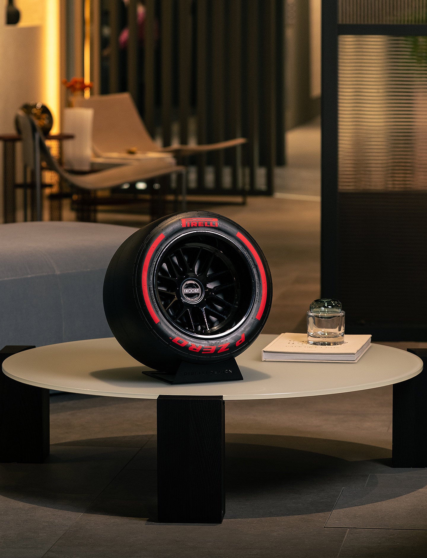 PZERO Pirelli x iXOOST audio speaker F1® in a living room setting