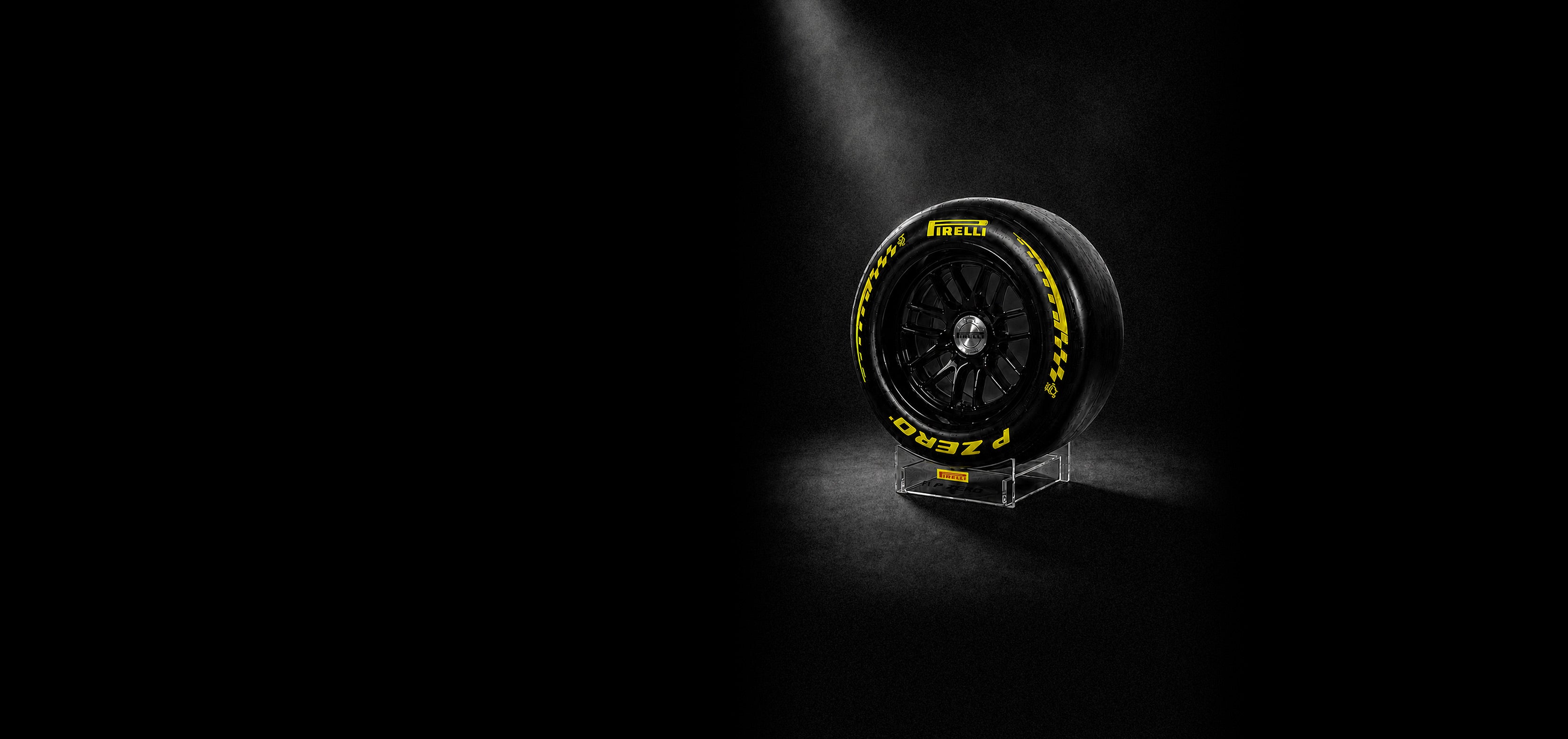 Pirelli F1® Wind Tunnel Tyre on a black background